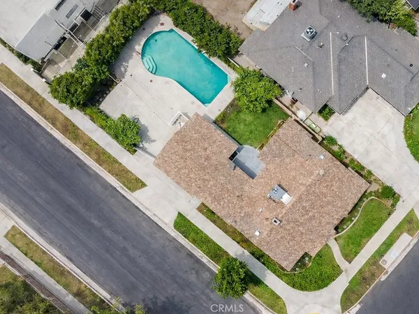 an aerial view of a house