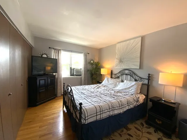 a view of a park with tree s