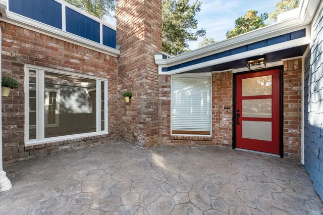 a view of outdoor space garage and window