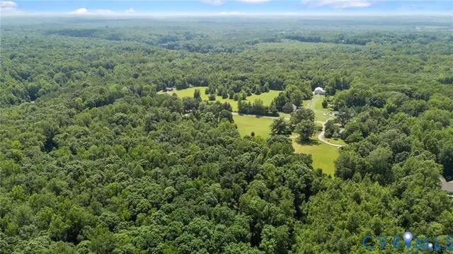 a view of a green field with lots of bushes