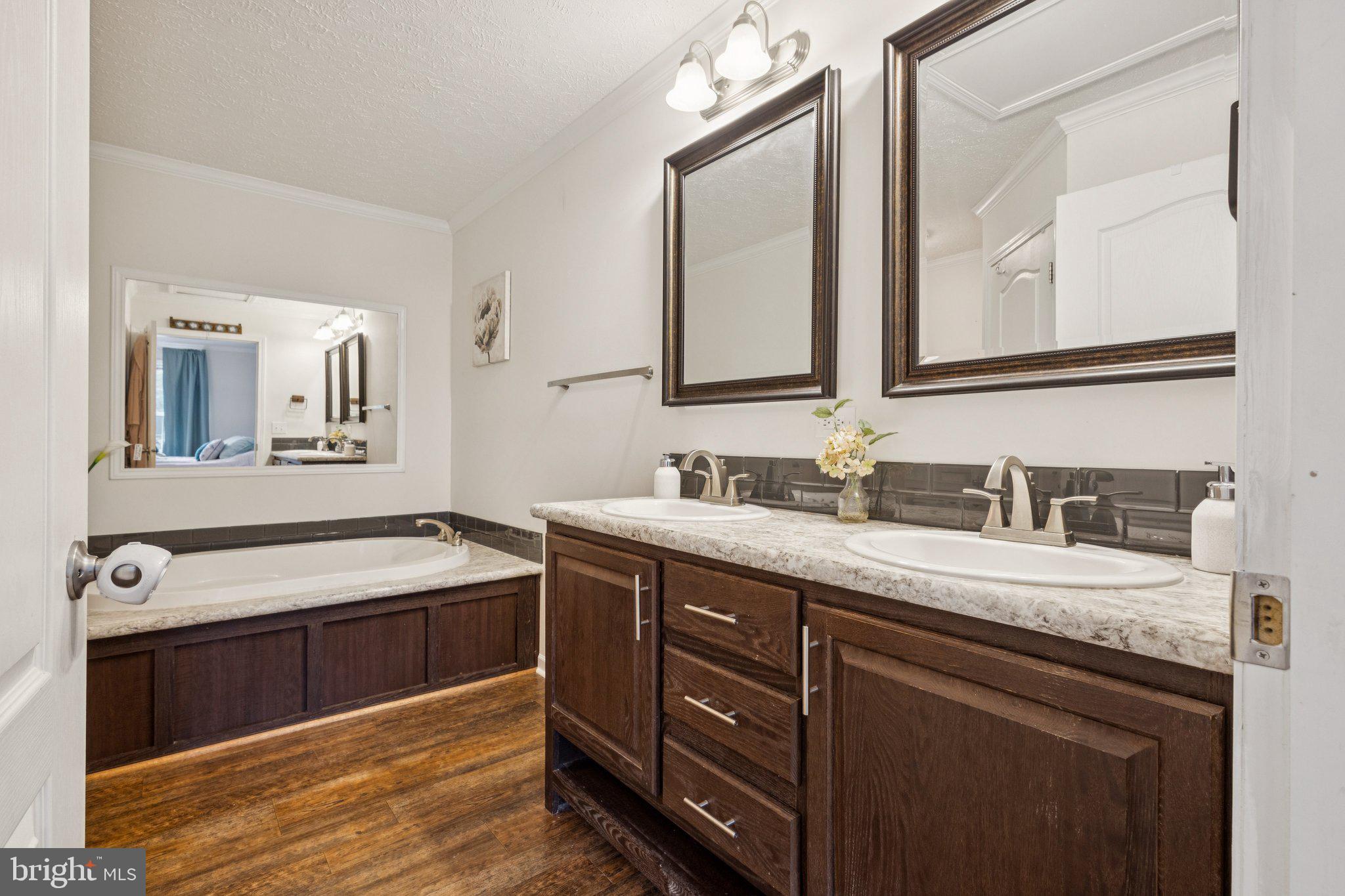 13153 Stonehouse Mountain Road Culpeper, VA 22701 - Photo 19 of 45 a spacious bathroom with a tub double sink and mirror