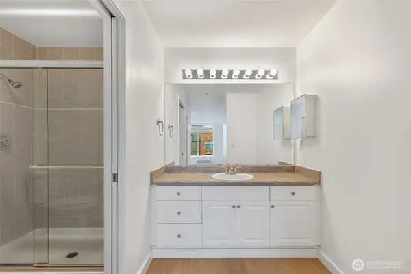 a bathroom with a shower