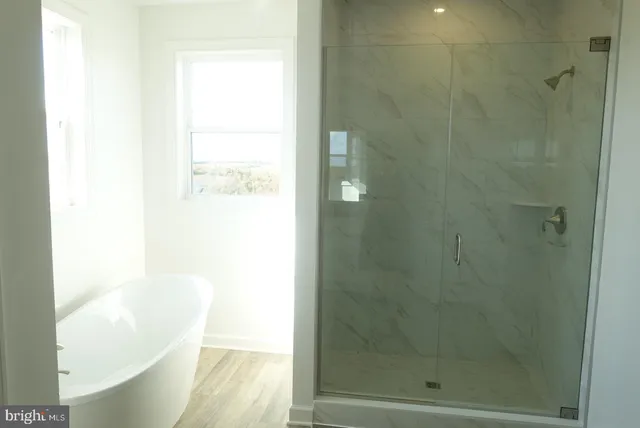 a bathroom with a bathtub