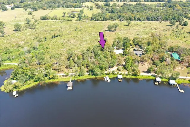 a view of a lake with a houses