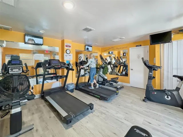 a view of a room with gym equipment