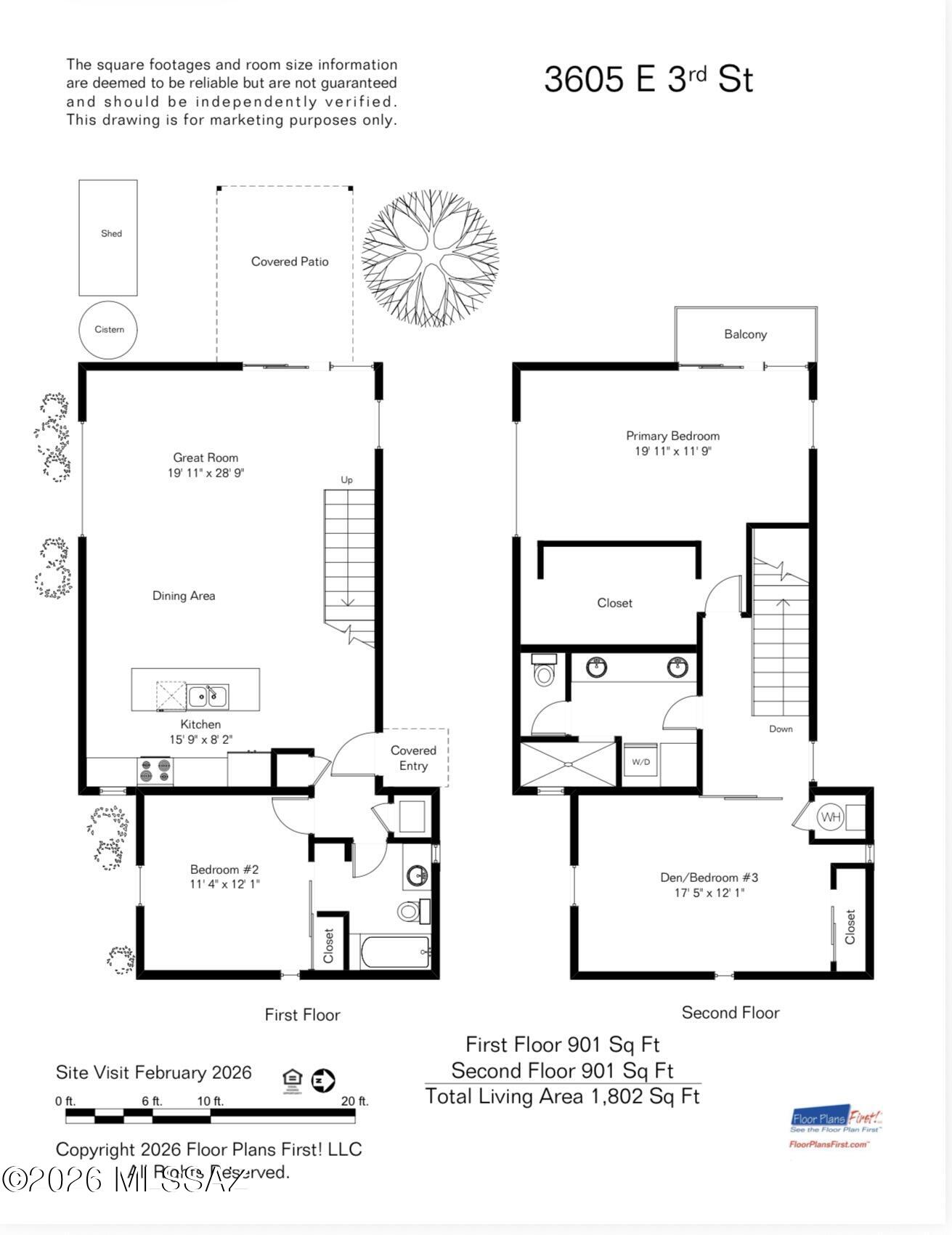 3605 East 3rd Street Tucson, AZ 85716 - Photo 3 of 39 Welcome to this fantastic 3/2 floorpan with one bedroom and full bathroom downstairs, full primary suite upstairs.