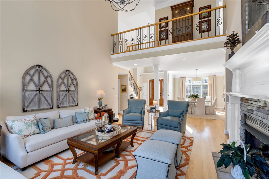 209 Riverbirch Run Clemson, SC 29631 - Photo 5 of 50 Living Room with gas fireplace and open balcony to upstairs