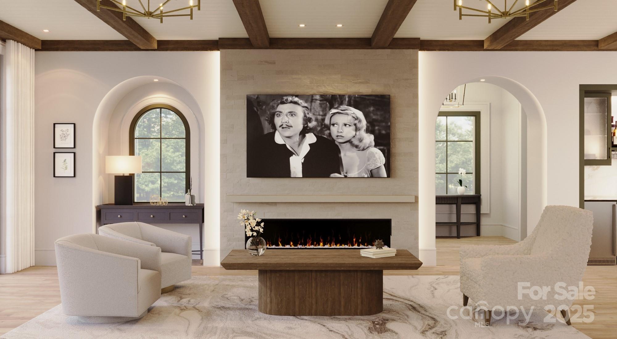 0 Cook Cove Road, Unit 2 Weaverville, NC 28787 - Photo 13 of 38 a living room with furniture a fireplace and a large window