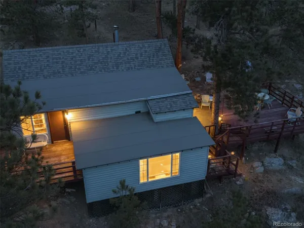 an aerial view of a house