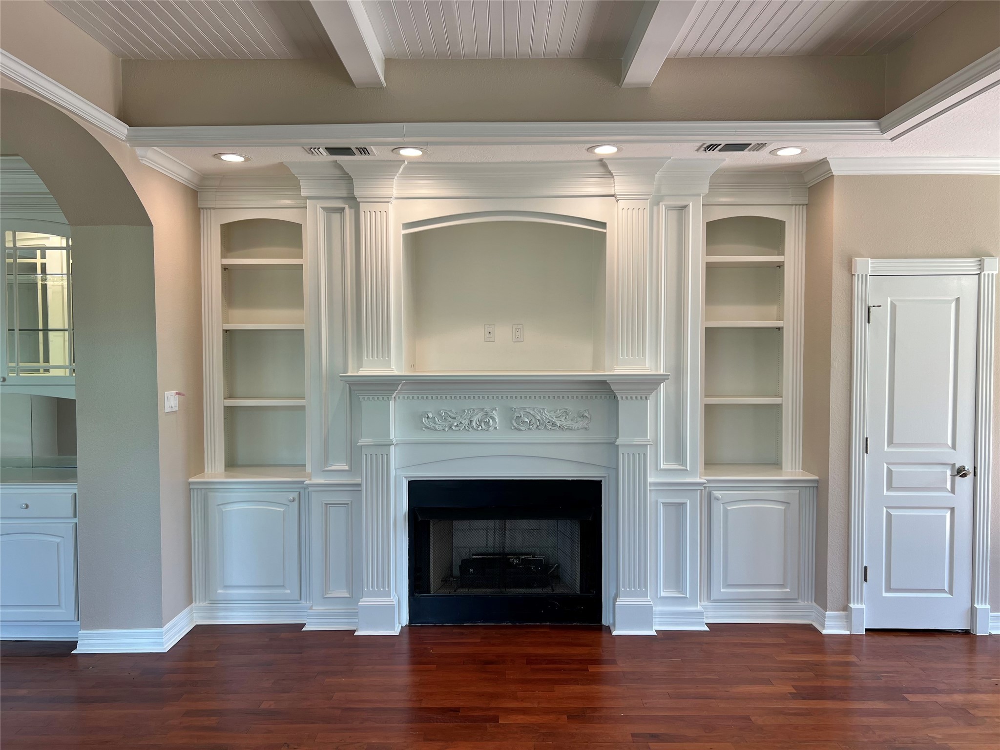 341 Lasso Street Angleton, TX 77515 - Photo 7 of 49 a living room with a fireplace and wooden floor