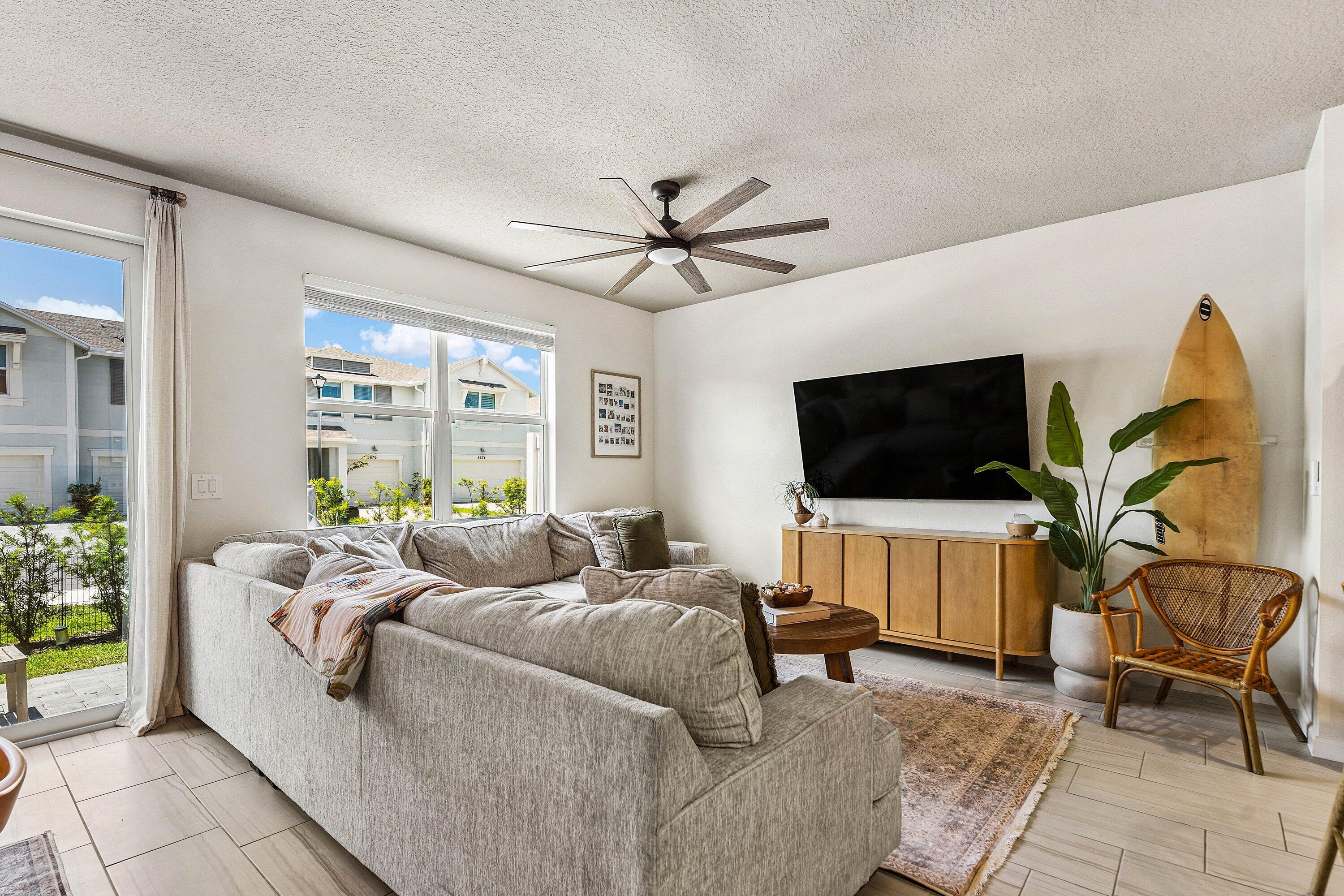5739 Southeast Edgewater Circle Stuart, FL 34997 - Photo 7 of 29 a living room with furniture and a flat screen tv