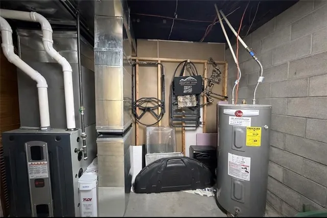 a close view of water heater room