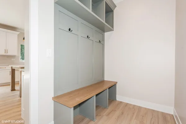 a view of small space with wooden floor