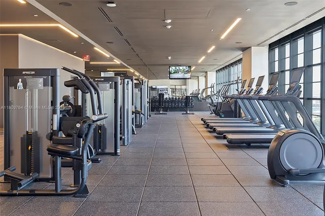 a view of a room with gym equipment