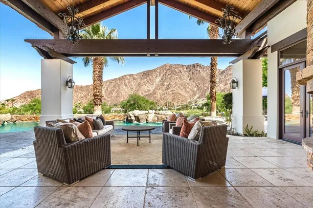 an aerial view of a house having outdoor space