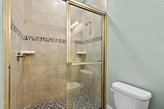 a view of a bathroom with a shower