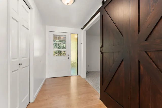 a view of hallway with stairs