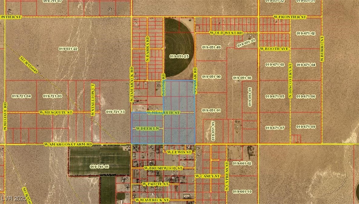 Aerial view of property's location with property b