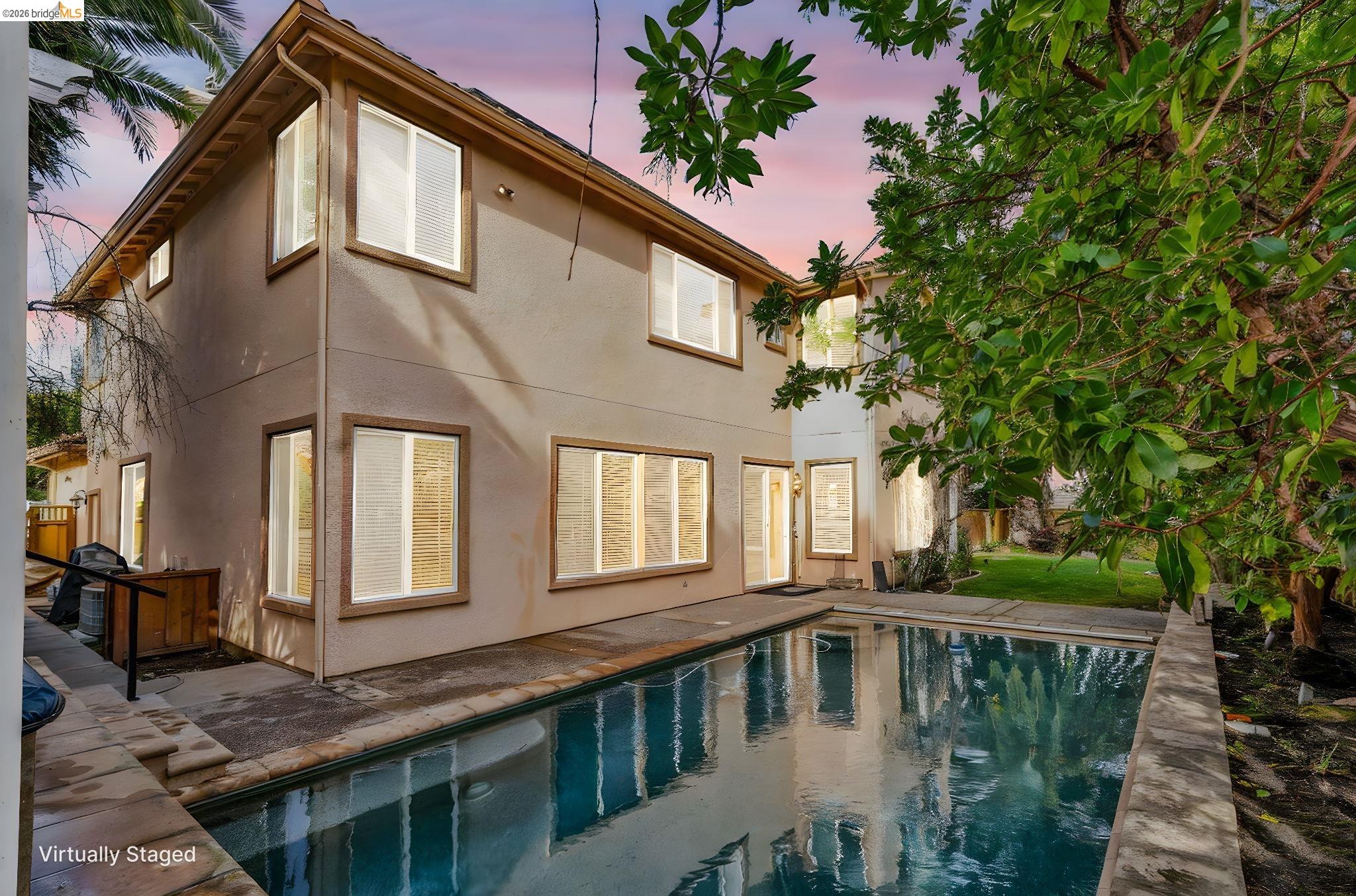 5 Circle E Ranch Place San Ramon, CA 94583 - Photo 25 of 60 Rear view of house featuring a patio area, stucco siding, and an outdoor pool