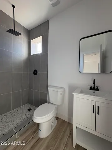 a bathroom with a toilet a sink and mirror