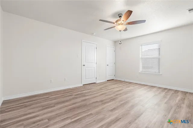 a view of an empty walk in closet
