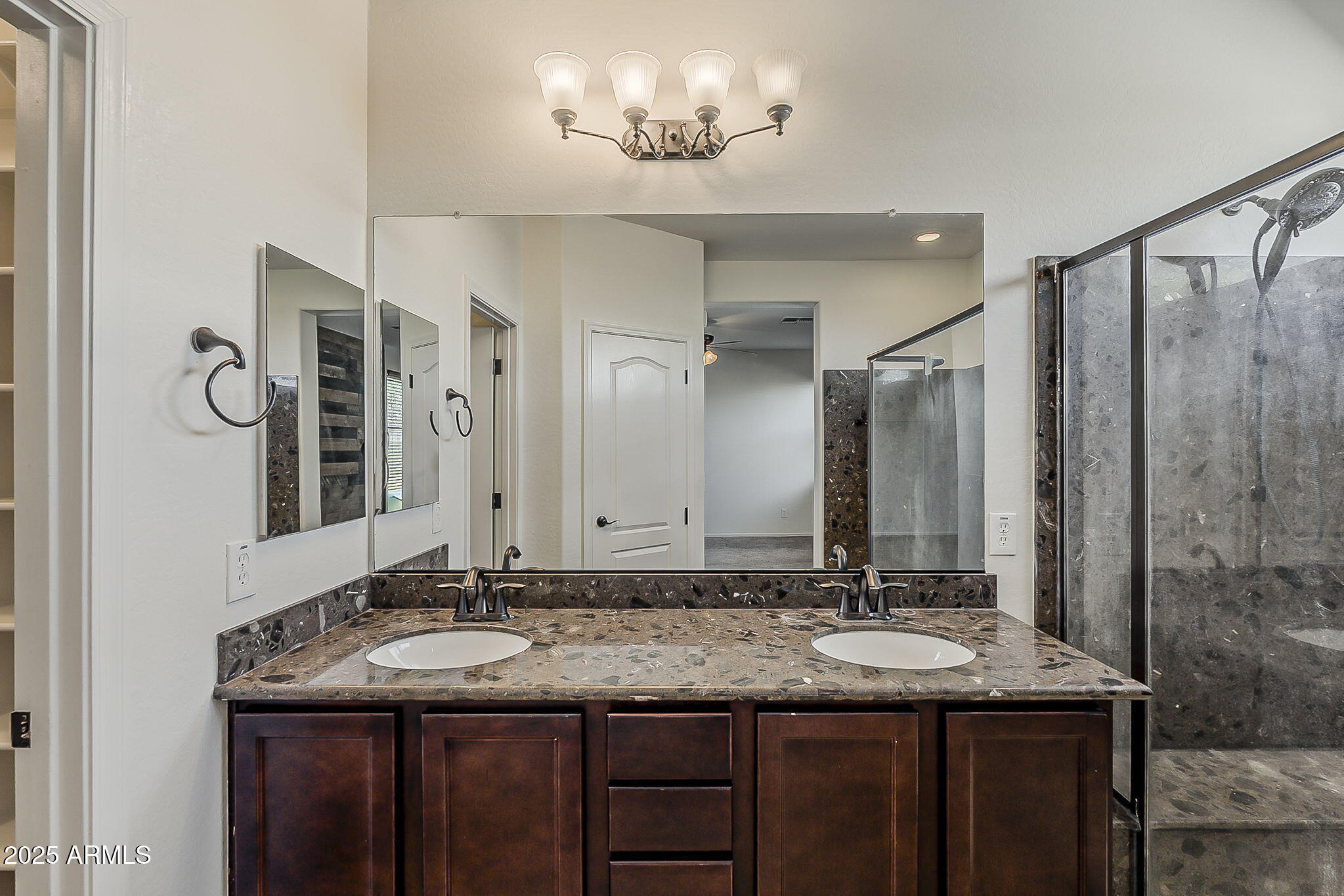 2008 East Stacey Road Gilbert, AZ 85298 - Photo 30 of 50 a bathroom with a granite countertop sink and a mirror