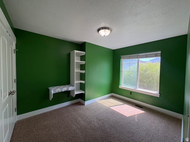 922 North 480 West Logan, UT 84321 - Photo 11 of 11 Carpeted room featuring a double-pane window, flush-mount ceiling light, white baseboards, and built-in shelving