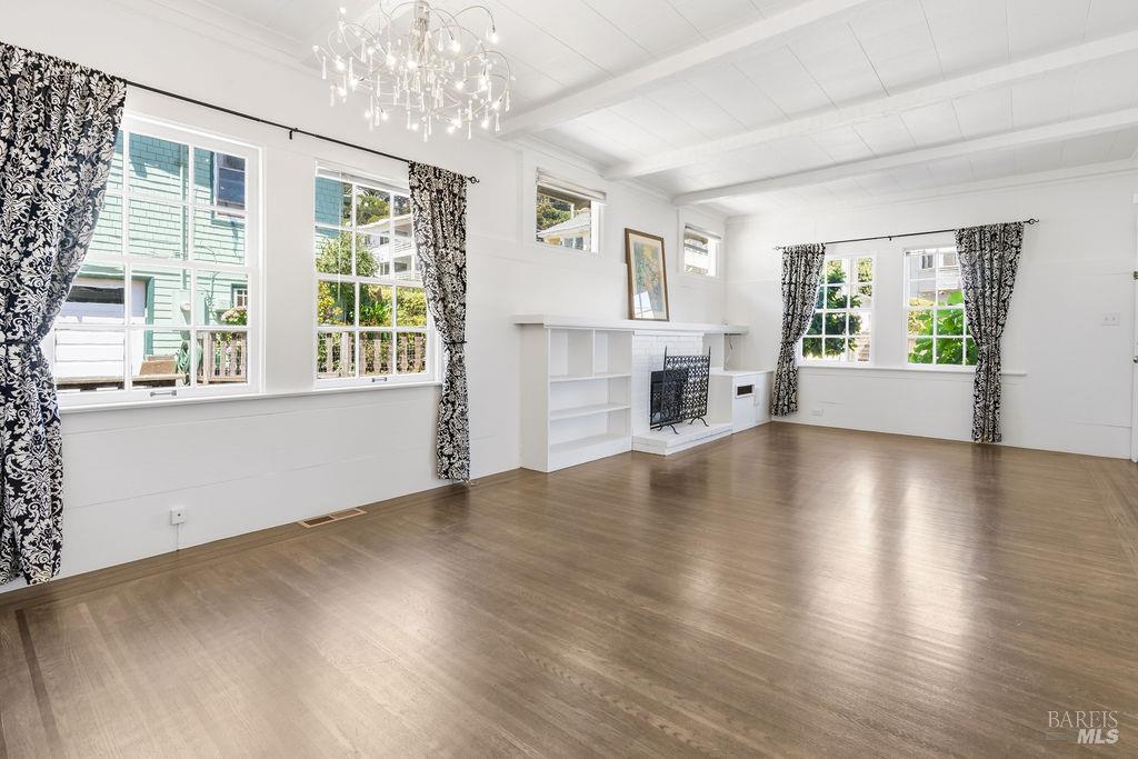411 Main Street Sausalito, CA 94965 - Photo 7 of 33 Front Living/Dining room with electric fireplace