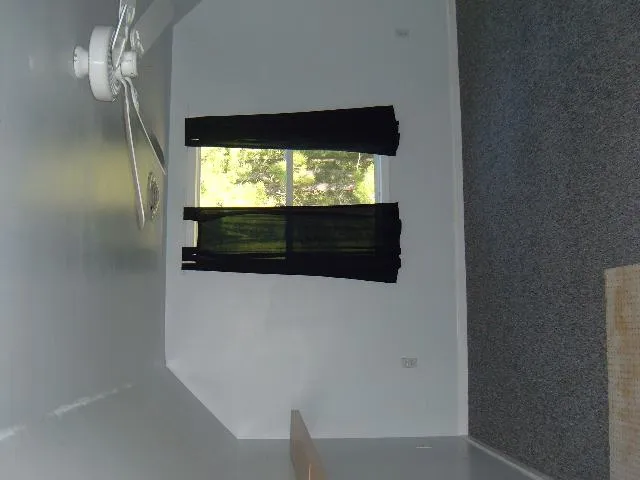 a view of an empty room and wooden floor and windows