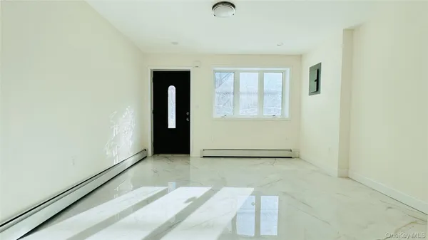 an empty room with windows