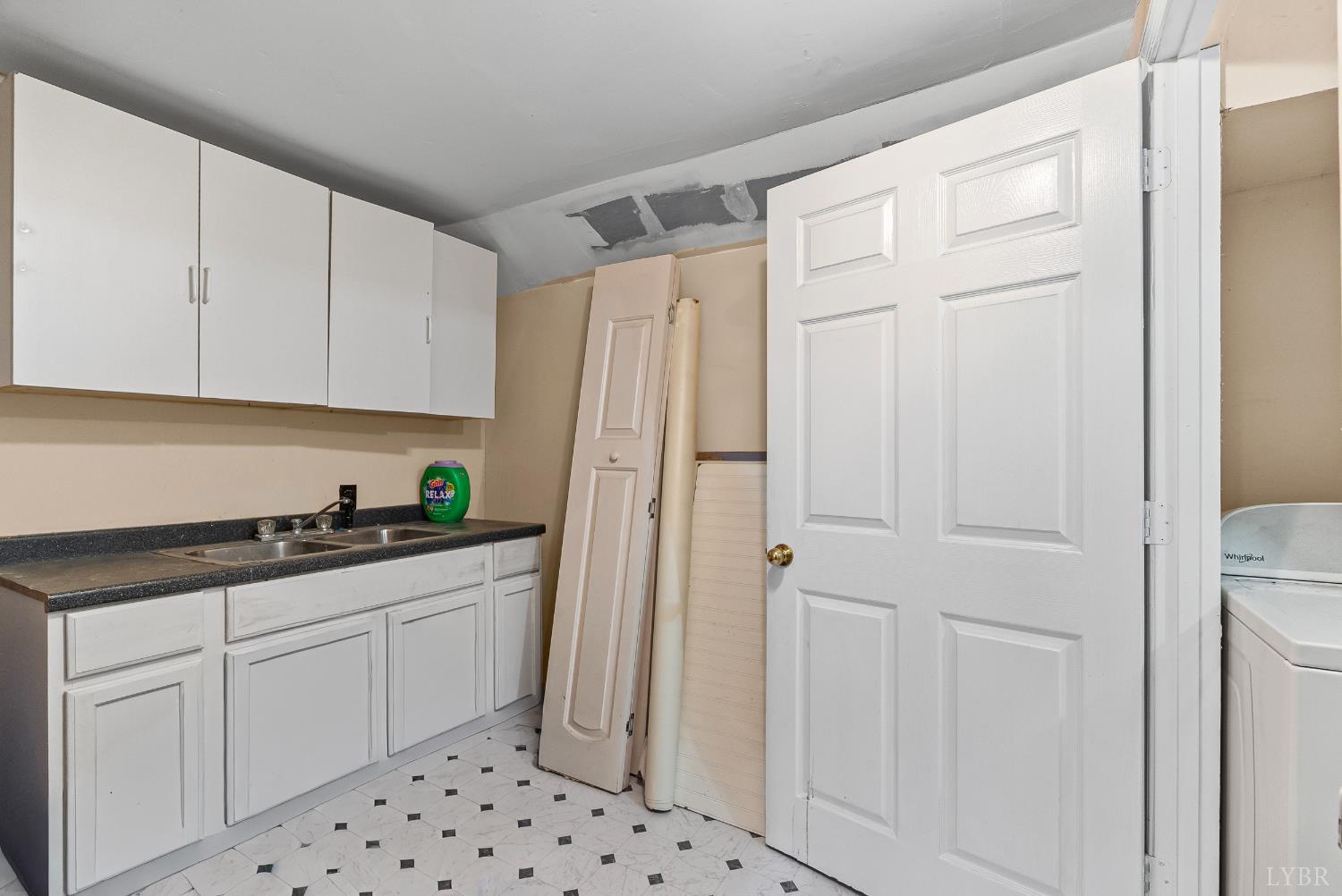 969 Hawkins Road Evington, VA 24550 - Photo 24 of 40 a kitchen with white cabinets and white appliances