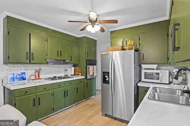 a bedroom with a bed and a table