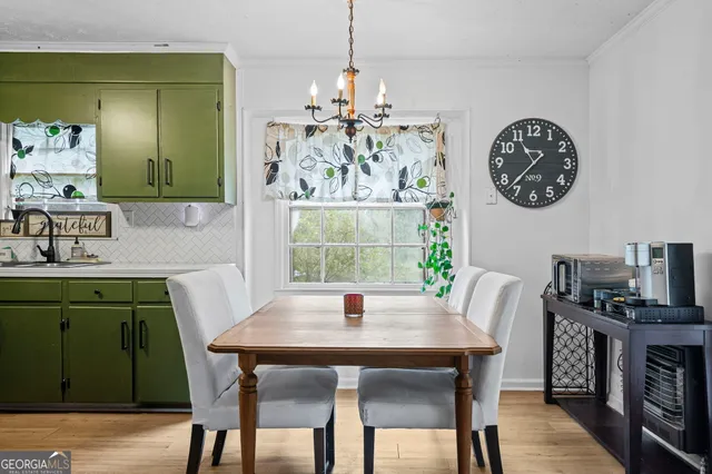 a view of a hallway with windows