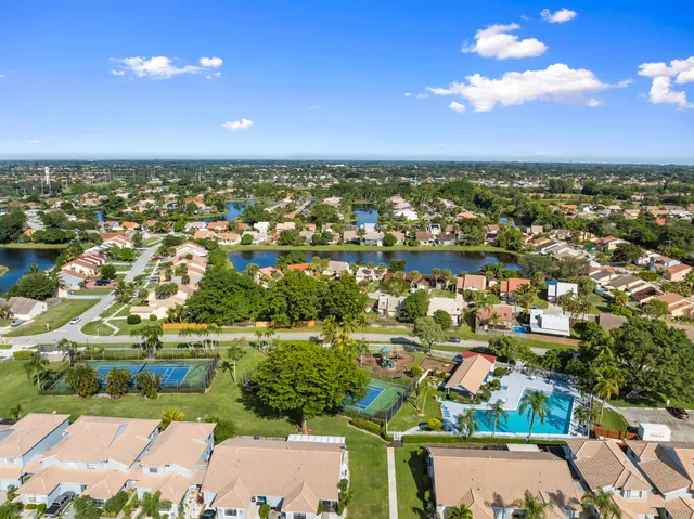 an aerial view of residential building with outdoor space