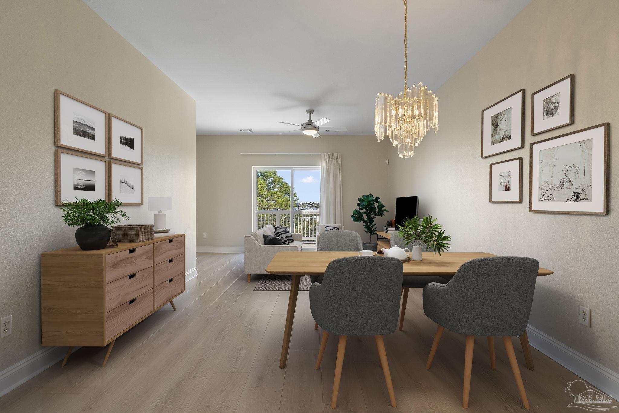16300 Perdido Key Drive, Unit 20 Perdido Key, FL 32507 - Photo 43 of 47 a view of a dining room with furniture and wooden floor