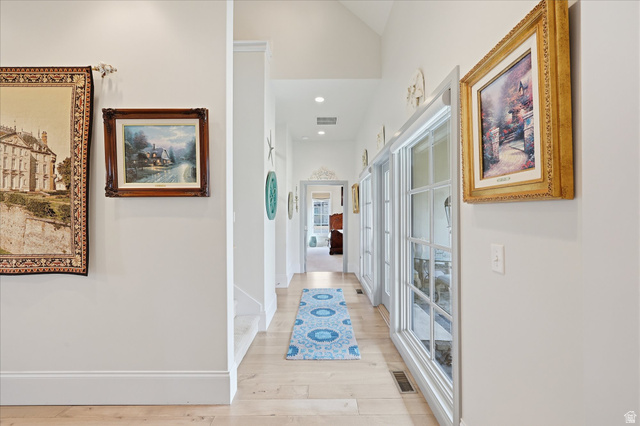 930 Price Farm Court Midway, UT 84049 - Photo 23 of 42 Hall featuring quarter sawn white oak flooring and recessed lighting, leading to the master suite