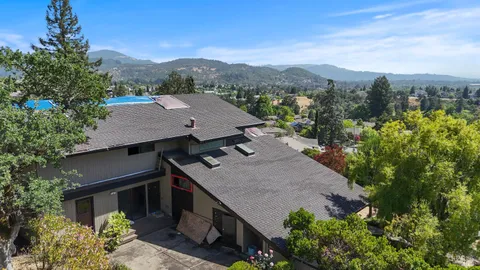 an aerial view of a house