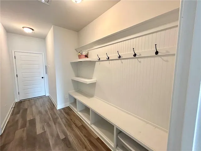 a view of small space with racks on the wall