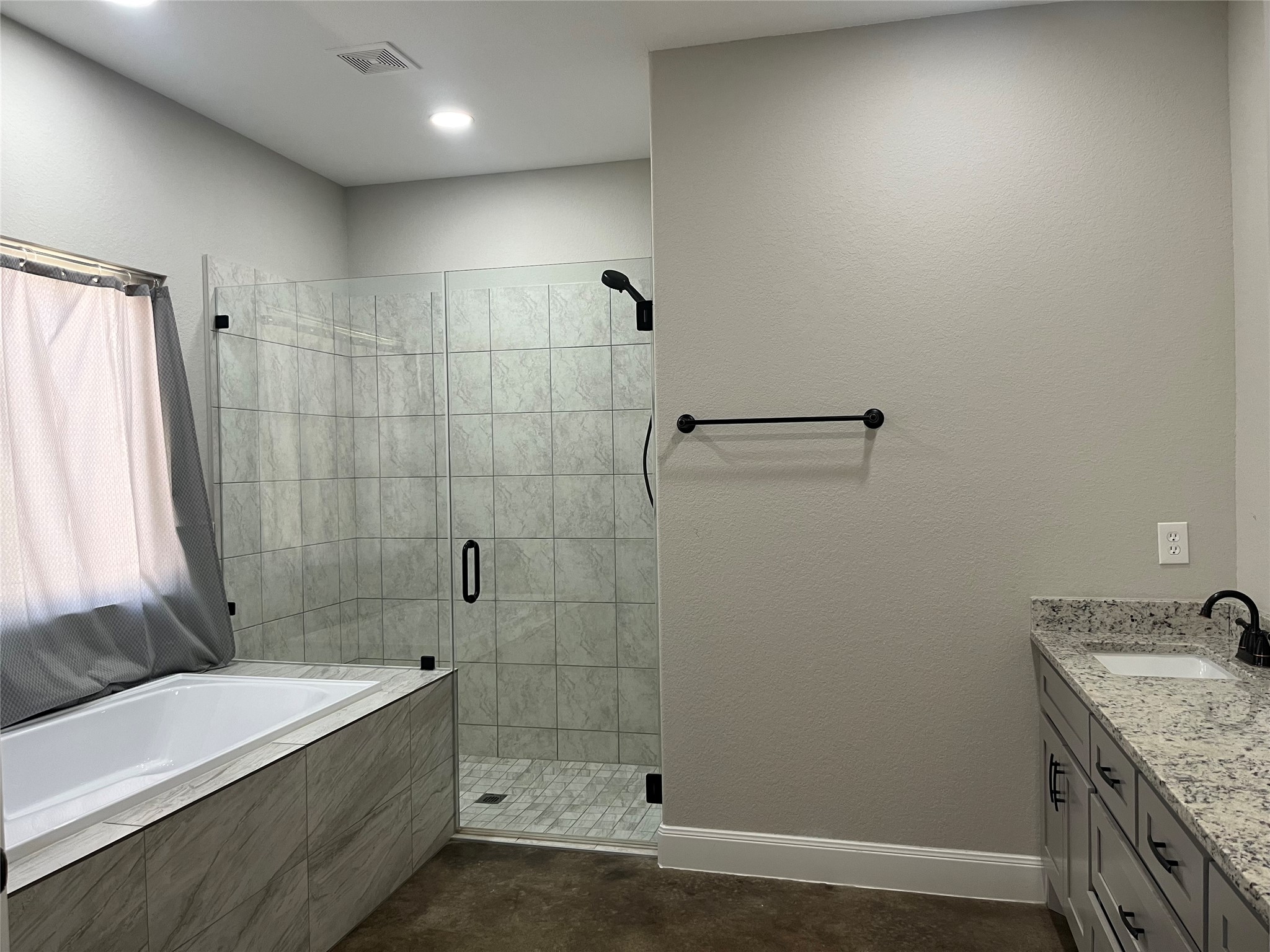 30023 Rosebud Street Magnolia, TX 77354 - Photo 15 of 21 a bathroom with a granite countertop sink a toilet and shower