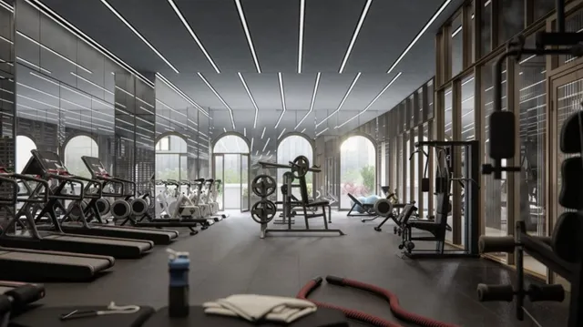 a living room with two couches and a fireplace with wooden floor