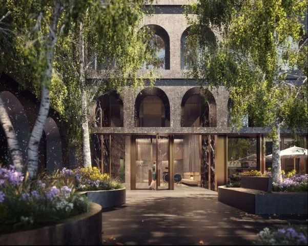 a front view of a house having patio