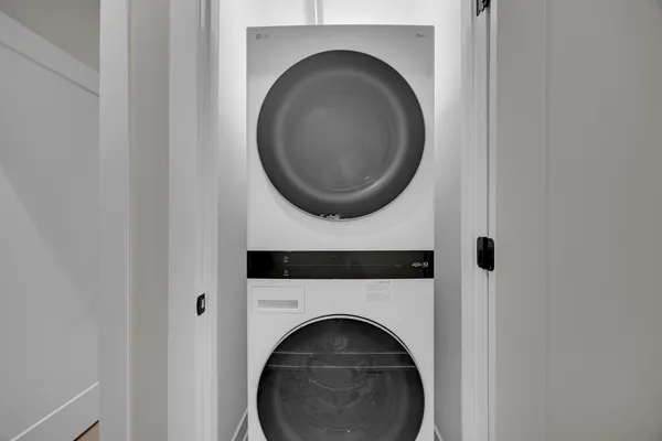a close view of a washer and dryer