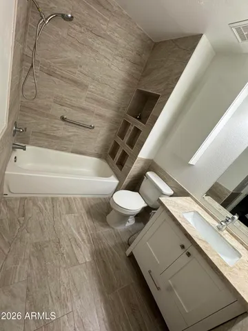 a bathroom with a bathtub