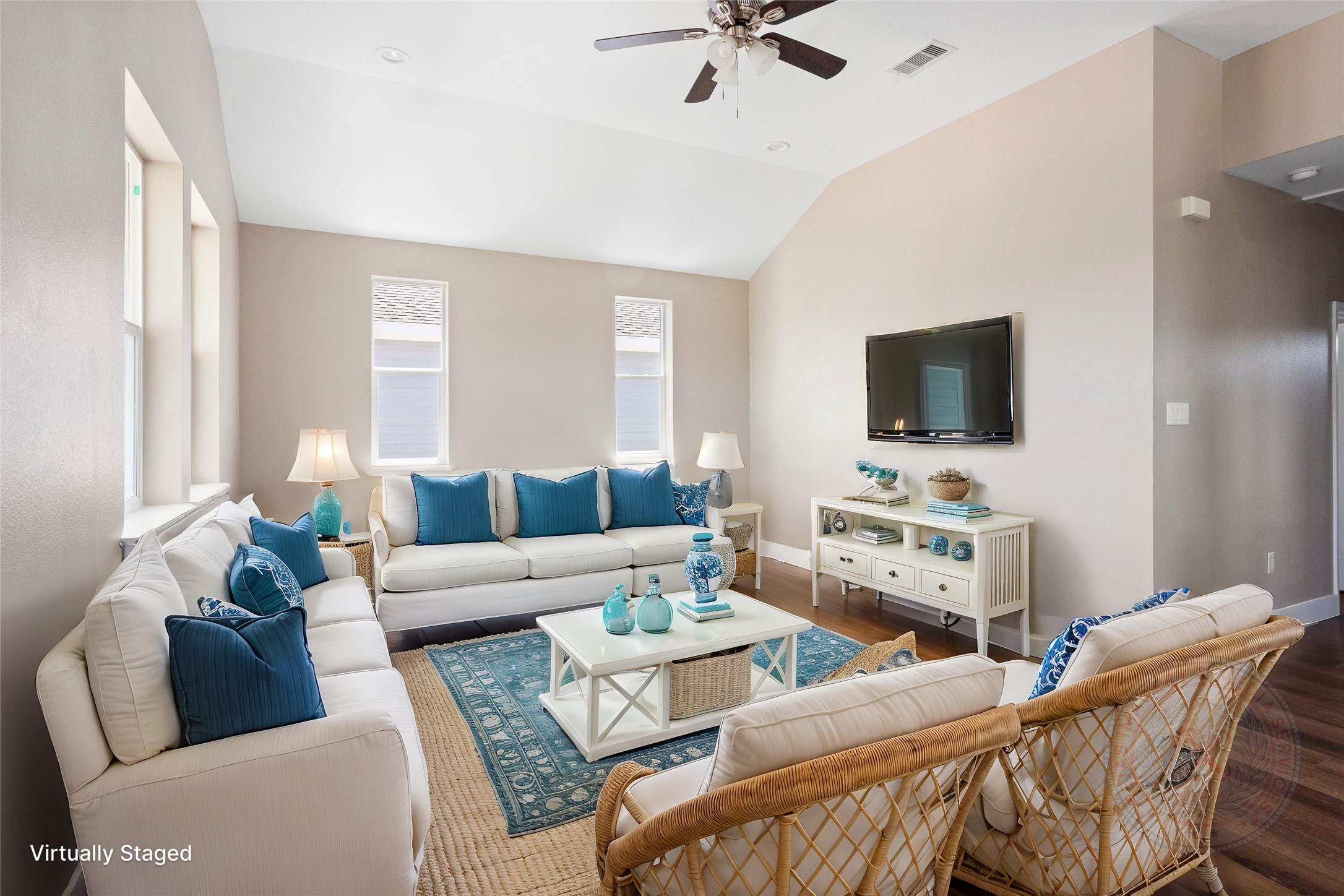 1226 9th Street San Leon, TX 77539 - Photo 9 of 32 a living room with furniture a flat screen tv and a window