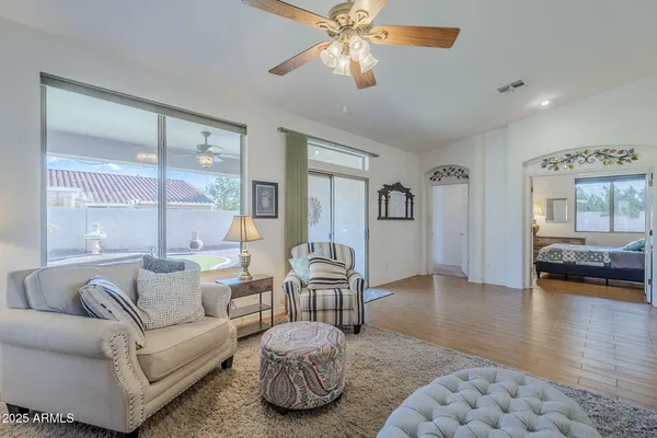 a living room with furniture and a couch