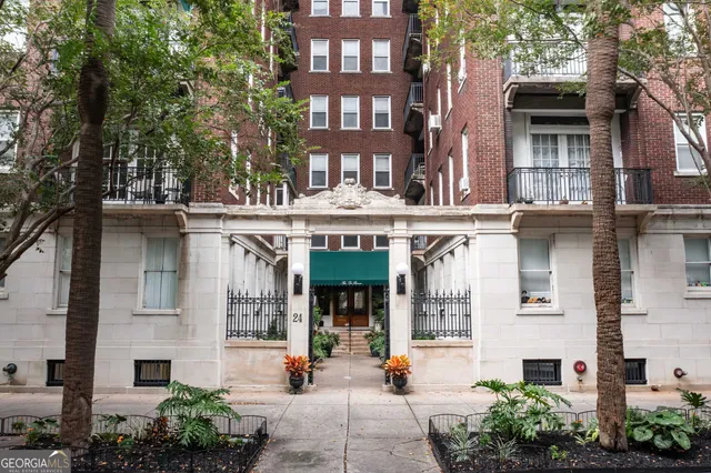 a view of an entrance of the building