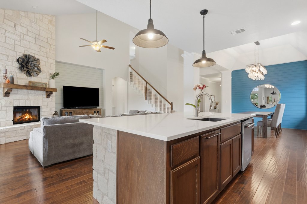 558 Merion Drive Austin, TX 78737 - Photo 14 of 40 a view of living room with furniture and a flat screen tv