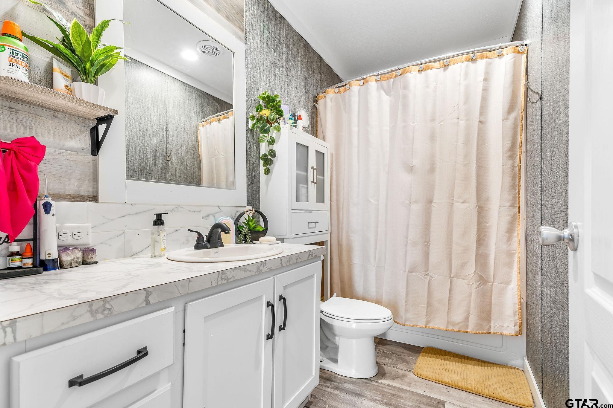 1255 Raintree Lakes Circle Big Sandy, TX 75755 - Photo 14 of 27 a bathroom with a sink a toilet and a mirror