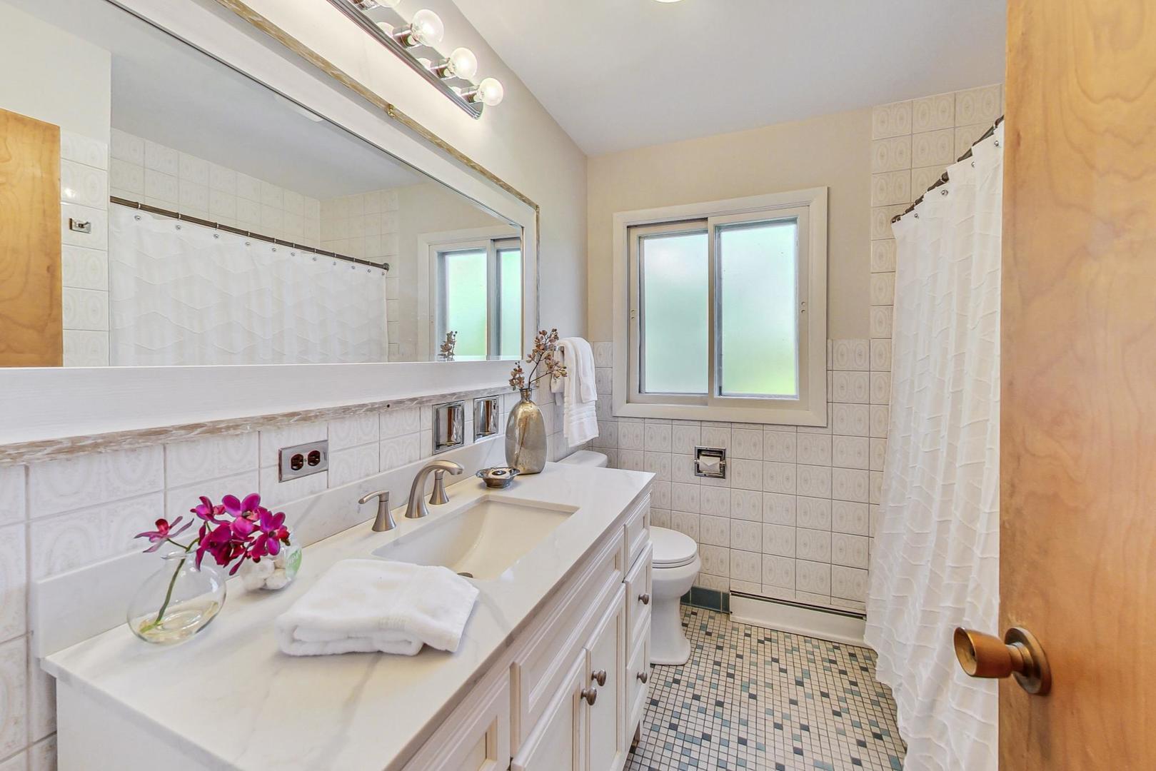 157 Riverside Drive Northfield, IL 60093 - Photo 13 of 21 a bathroom with a sink vanity mirror and tub