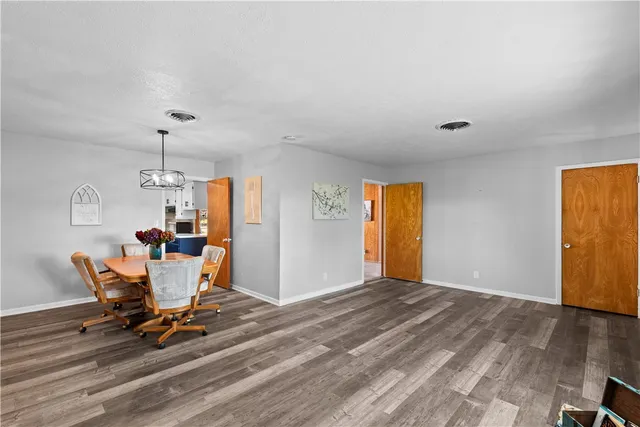 a workspace with wooden floor